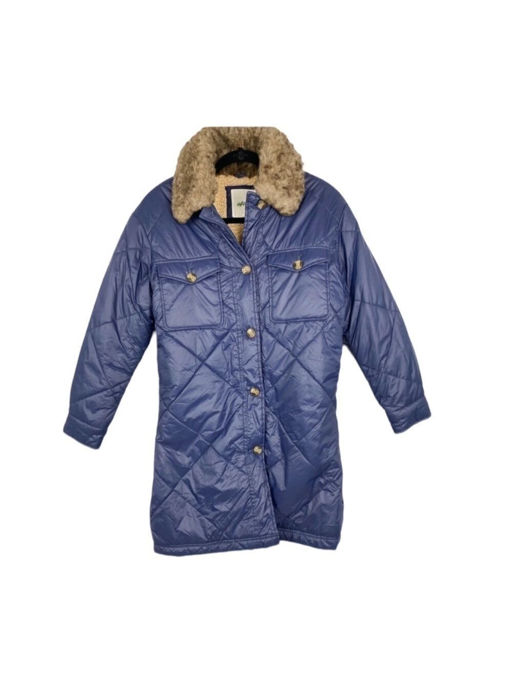 Aerie Quilted Puffer Faux Fur Collar Sherpa Lined Longline Coat NWOT Size XS